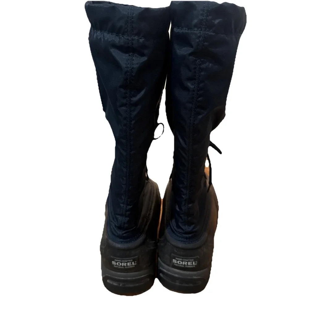 Sorel Women's Snowlion Winter Boots In Navy Blue And Black Size 8 Snowgear